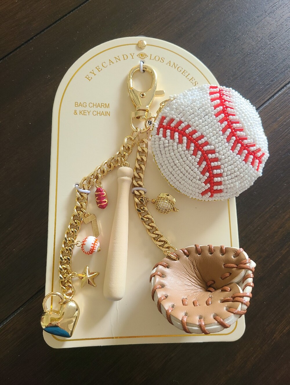 TikTok Viral Eyecandy Los Angeles Baseball Beaded Bag Charm/Key Chain